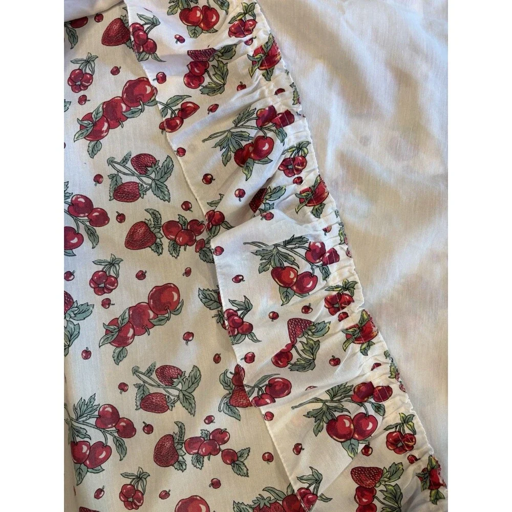 Vtg. Strawberry Apple Fruit Kitchen Cafe Curtains Valance Cottage Core Farmhouse